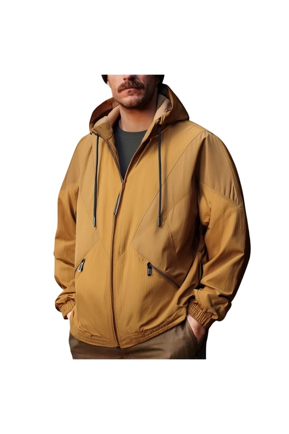 Men's Zip-Up Hoodie Solid Color & Contrast Trim Full Sleeve Casual Outerwear Urban Streetwear