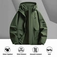 thumbnail image 1 of Yusimy Unisex Solid Waterproof Windbreaker Outdoor-Ready Zippered Pockets Adjustable Drawcord Long Sleeve Hooded Utility, 1 of 6