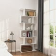 Yusong Bookshelf 6Tier, Geometric Bookcase S Shaped Book Shelves for