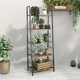thumbnail image 1 of Yusong Bookshelf, Ladder Shelf 5-Tier Bookcase for Bedroom, Industrial Book Shelves Storage Rack with Metal Frame for Home Office, Rustic Brown, 1 of 7