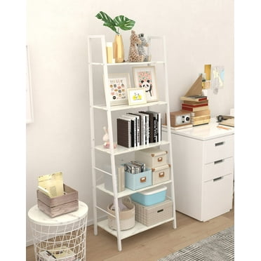 Foldable 4-Tier Ladder Bookcase Storage Rack