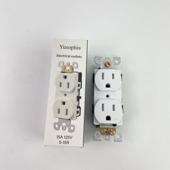 Yusophis Electrical outlets,Duplex Receptacle Outlet, Residential Grade Electrical Wall Outlet, 15A 125V, Self-Grounding, 2-Pole, 3-Wire, 61581-W-10PCS, White