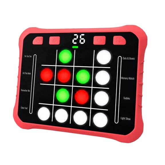 Yussbcu Handheld Game for Kids, 8-in-1 Electronic Tic Tac Toe Game, Light-Up Handheld Puzzle Games, Fun Logic Challenge Games, Portable Educational Travel Toy, Gifts for Boys Girls Ages 4+, Red