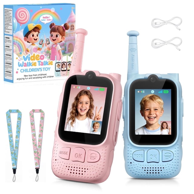 Yussbcu Kids Video Walkie Talkies, 2-Pack Rechargeable Two-Way Radio ...
