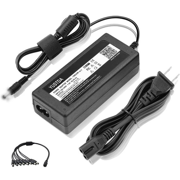 Yustda 12V AC/DC Adapter Compatible with Samsung SDC-7340BC SDC-7340BCN SDC-7340BCN/US CCTV 720 TV 72⁰ Wide Angle Night Vision Camera Weatherproof Security Cam Power Supply (with 8 Splitter)