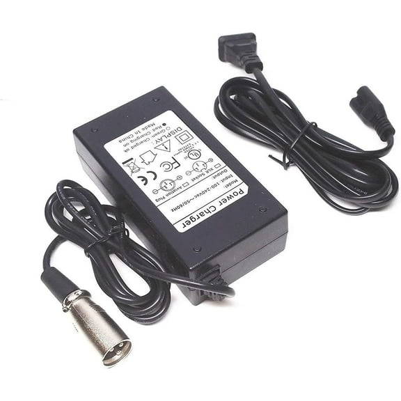 Yustda 3-Pin XLR 24V AC/DC Adapter Replacement Charger Compatible with Ranger Porto Mobility Exclusive Electric Wheelchair 250W 300W Motor Power 10Ah 12Ah Battery DC24V 2A Power Supply Cable Cord