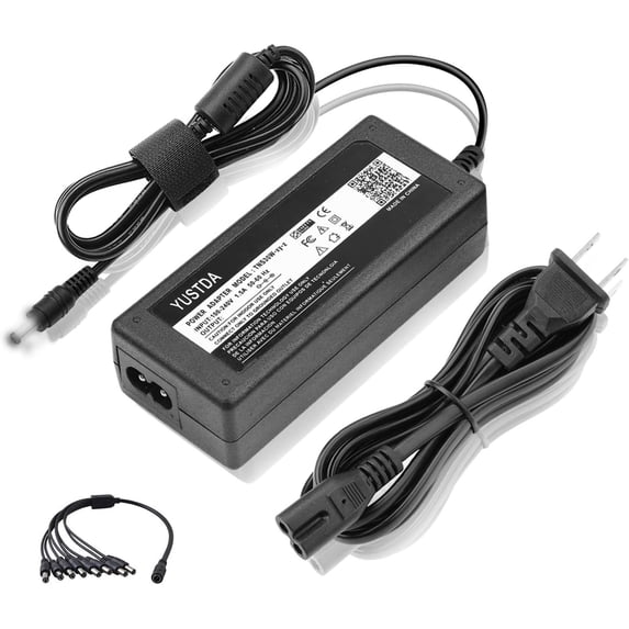 Yustda 8 Way Splitter Cable +12V 5A AC/DC Adapter Compatible with ZMODO Wireless IP/Network Wi-Fi Surveillance Cameras Security Camera PA-1035 PA-1059 4 5 8 9 Port 12-Volt 5.0A DC Power Supply Cord
