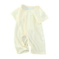 thumbnail image 1 of Yutgune Baby Boy Girl Cotton Romper Summer Plain Round Neck Short Sleeve Bodysuit Newborn Baby Clothes 6-9 Months, 1 of 3