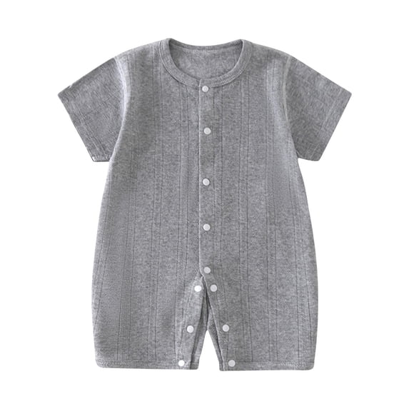 Yutgune Baby Boy Girl Cotton Romper Summer Solid Color Short Sleeve Breathable Bodysuit Infant Jumpsuit Sizes 0-24 Months