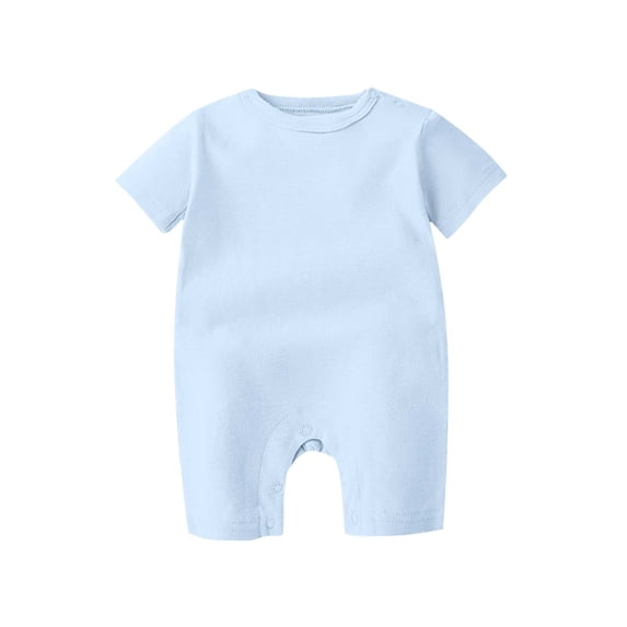 Yutgune Baby Boy Girl Cotton Romper Summer Solid Color Short Sleeve Button Front Bodysuit Crawling Suit Sizes 0-24 Months