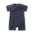 thumbnail image 1 of Yutgune Baby Boy Girl Cotton Romper Summer Solid Round Neck Short Sleeve Bodysuit Infant Baby Clothes Sizes 3-24 Months, 1 of 3