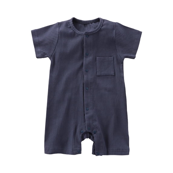 Yutgune Baby Boy Girl Cotton Romper Summer Solid Round Neck Short Sleeve Bodysuit Infant Baby Clothes Sizes 3-24 Months