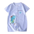 thumbnail image 1 of Yutgune Baby Boy Girl Knitted Cotton Romper Summer Cartoon Print Short Sleeve Snap Button Bodysuit 6-9 Months, 1 of 7
