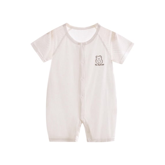 Yutgune Baby Boy Girl Romper Cotton Modal Blend Summer Short Sleeve Bear Print Bodysuit Crawling Suit 6-9 Months