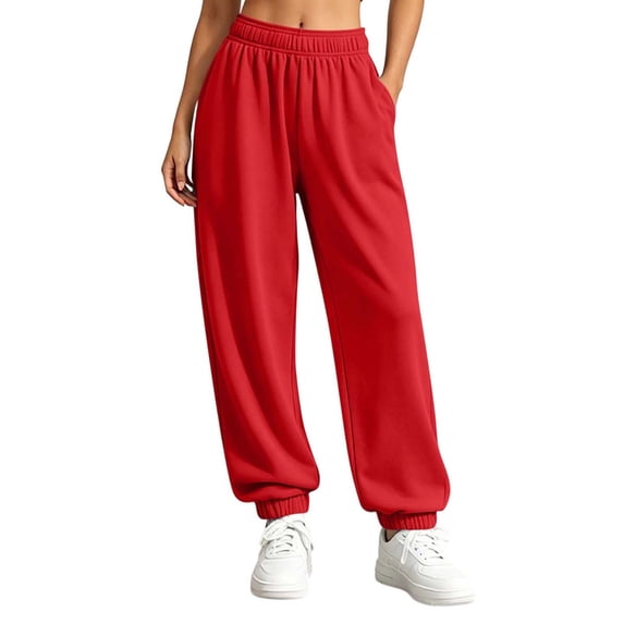 Yutgune Baggy Sweatpants Women High Waist Drawstring Ribbed Cuff Womens Sweatpants with Pockets