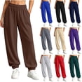 thumbnail image 1 of Yutgune Baggy Sweatpants Women High Waist Drawstring Ribbed Cuff Womens Sweatpants with Pockets, 1 of 9