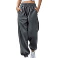 thumbnail image 1 of Yutgune Barrel Sweatpants Women High Waist Drawstring Baggy Sweatpants for Women with Storage Side Pockets, 1 of 5