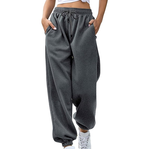 Yutgune Barrel Sweatpants Women High Waist Drawstring Baggy Sweatpants for Women with Storage Side Pockets