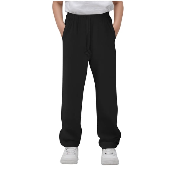 Yutgune Boys Baggy Sweat Pants Elastic Drawstring Waist Loose Wide Leg Open Bottom Side Pockets Youth Sweatpants Size 5-14 Years