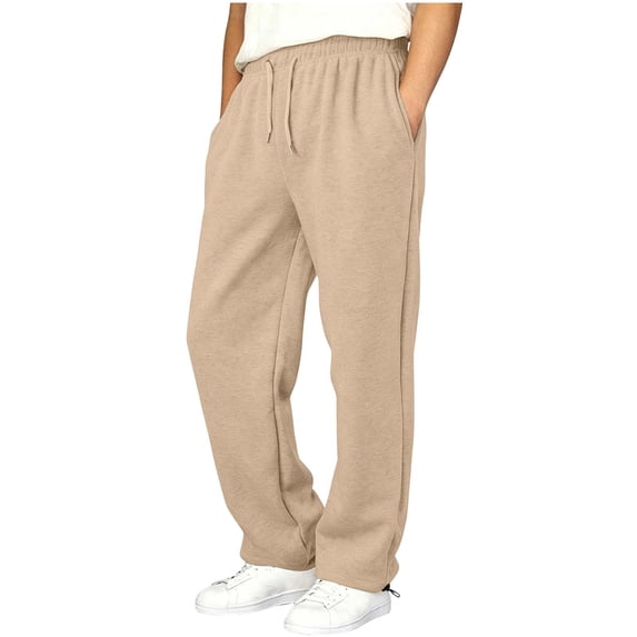 Yutgune Boys Straight Leg Sweatpants Elastic Drawstring Waist Open Bottom With Drawstring Adjustment Side Pockets Pants For Boys Size 5‑15 Years