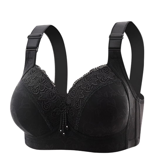 Yutgune Bras For Women Lace Wireless Push Up Bra Full Coverage Adjustable Wide Strap Fringe Detail Comfort