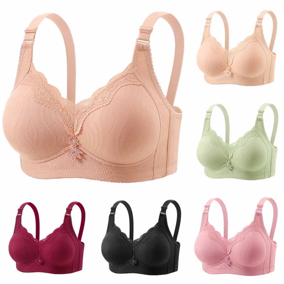 Yutgune Bras For Women Lace Wireless Shaping Bra Wide Strap Full Coverage Side Support Comfortable Bra