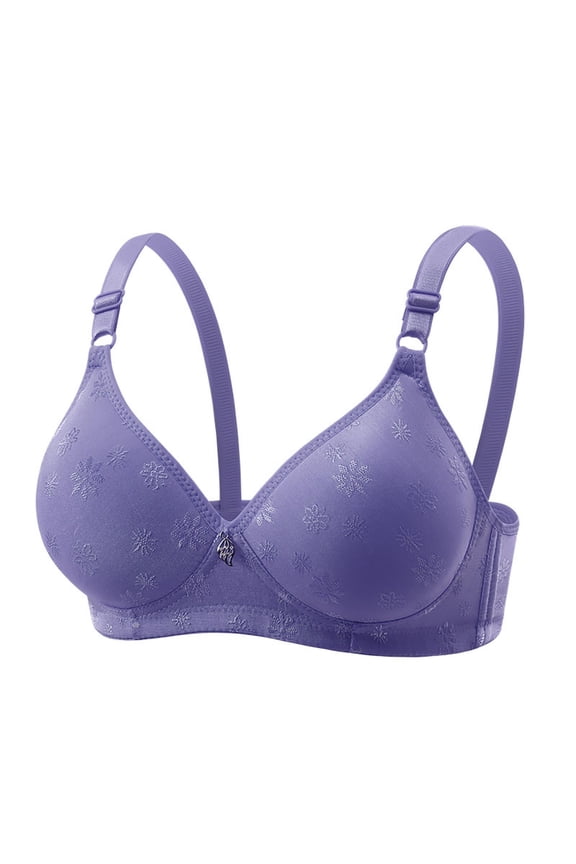 Bras Full Coverage Comfort Wireless Support Bra No Underwire Snowflake Jacquard Print