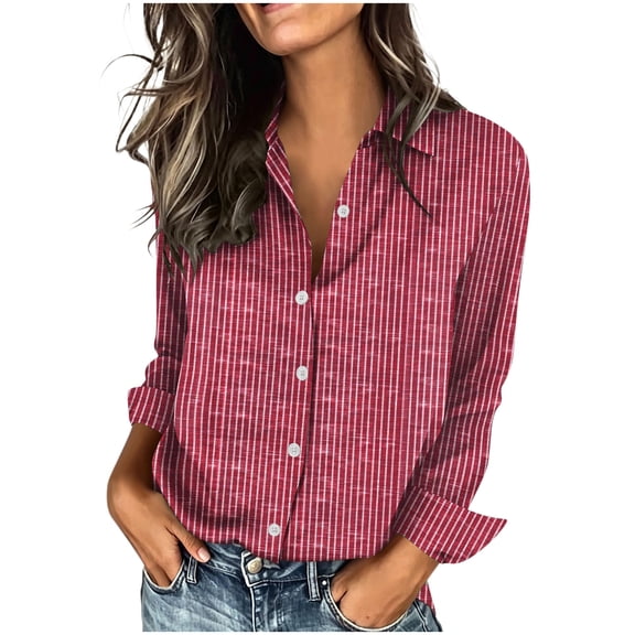 Yutgune Button down Shirts for Women Long Sleeve Tops Striped Solid Blouses Dressy Casual Blouses Fall Trendy Clothes