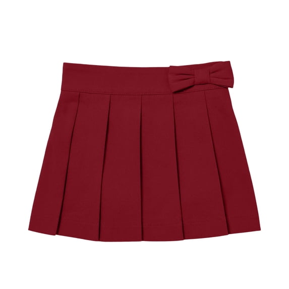 Yutgune Girls Cotton Pleated Skirt With Bow Decor Girls Uniform Skirts School Clothes For Girls Elastic Waist A Line Skirt Size 5‑15 Years
