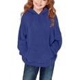 thumbnail image 1 of Yutgune Girls' Plush Fleece Hoodie, Solid Long Sleeve Warm Pullover Sweatshirt with Pocket, Sizes 4-13 Years, 1 of 9