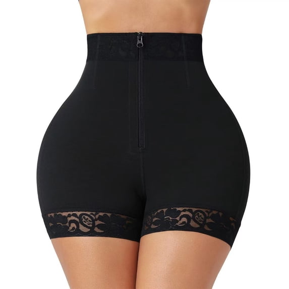 Yutgune High Waist Tummy Control Shapewear Shorts Compression Body Shaper Lace Zipper Shorts for Under Dresses Women