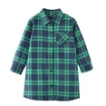 thumbnail image 1 of Yutgune Kids Cotton Longline Plaid Button Down Shirt, Loose Long Sleeve Collared Top for Girls Boys, Ages 2-13, 1 of 2