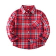 thumbnail image 1 of Yutgune Kids Plaid Button Down Shirt for Girls Boys, Long Sleeve Collared Casual Fall Top, 1 of 6