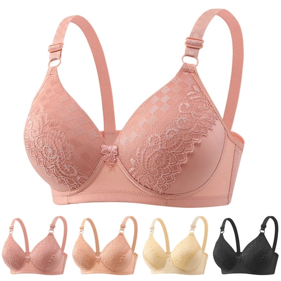 Yutgune Lace Bralettes for Women Full Coverage Soft Wireless Daily Support Bra Floral Lace