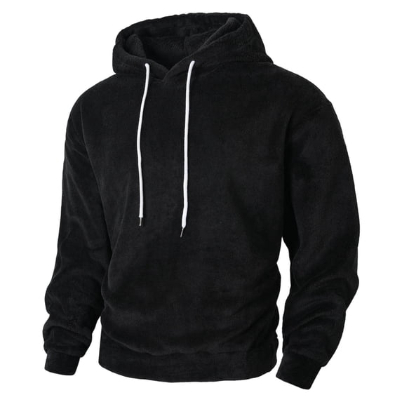 Yutgune Men's Fleece Pullover Hoodie, Warm Loose Fit Solid Long Sleeve Hooded Sweatshirt for Fall and Winter