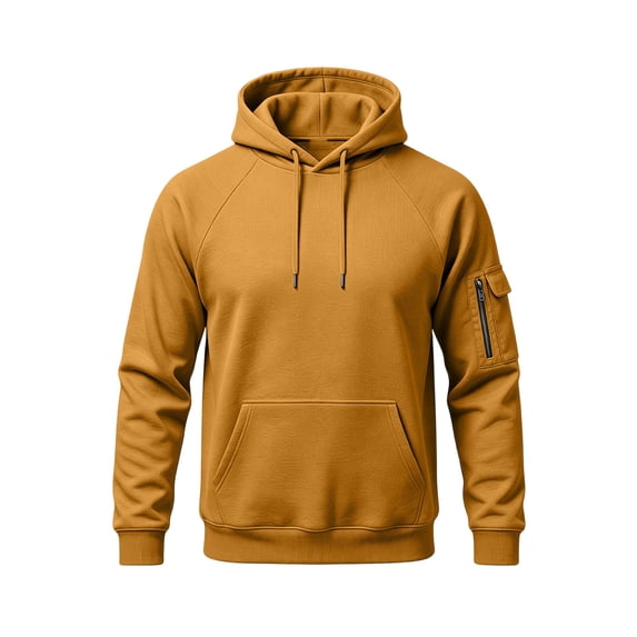 Yutgune Men's Loose Fit Pullover Hoodie, Solid Long Sleeve Hooded Sweatshirt with Side Pockets