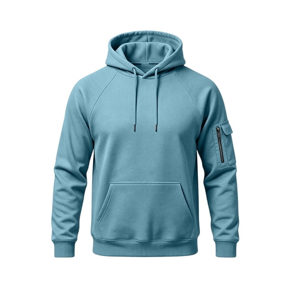 Yutgune Men's Loose Fit Pullover Hoodie, Solid Long Sleeve Hooded Sweatshirt with Side Pockets