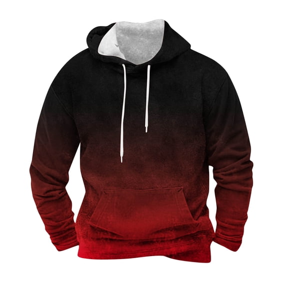 Yutgune Men's Ombre Pullover Hoodie, Casual Long Sleeve Hooded Sweatshirt with Drawstring and Kangaroo Pocket