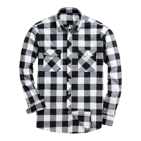 Yutgune Mens Flannel Shirt Plaid Long Sleeve Button Up Shirts For Men Dual Chest Pockets