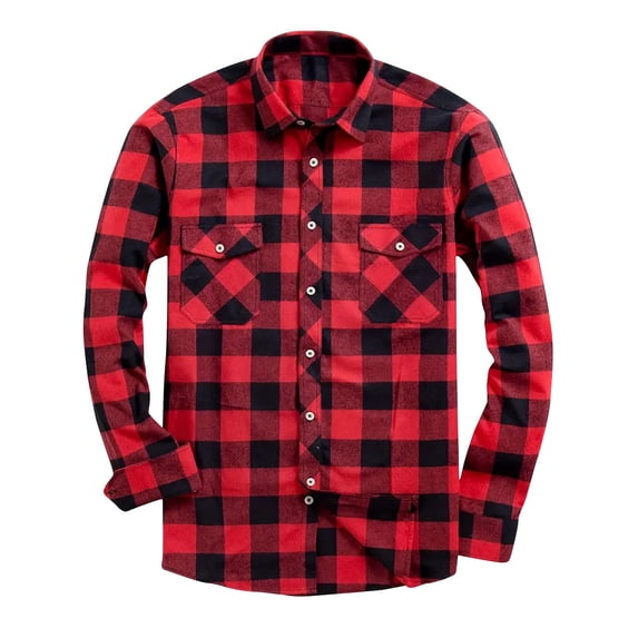 Yutgune Mens Flannel Shirt Plaid Long Sleeve Button Up Shirts For Men Dual Chest Pockets