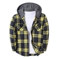 thumbnail image 1 of Yutgune Mens Long Sleeve Button Down Shirts Hooded Plaid Flannel Shirt Dual Pockets Men Jacket, 1 of 2