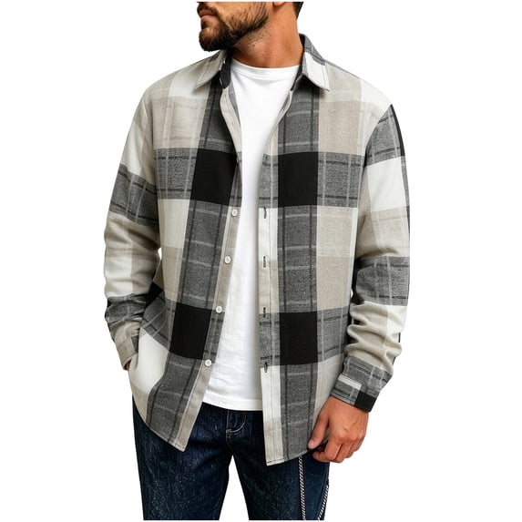 Yutgune Mens Loose Plaid Flannel Shirt Oversized Long Sleeve Button Up Country Shirt