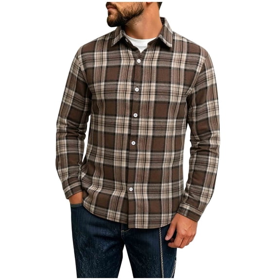 Yutgune Mens Plaid Flannel Shirt For Men Long Sleeve Button Down Regular Casual Shirt