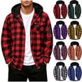 thumbnail image 1 of Yutgune Mens Plus Size Flannel Shirt For Men Hooded Plaid Shirt With Sleeve Zip Pocket Long Sleeve Button Up Jacket For Men, Sizes S-3XL, 1 of 9