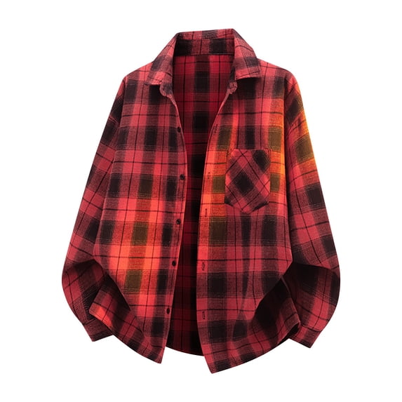 Yutgune Mens Plus Size Oversized Plaid Flannel Shirt Long Sleeve Loose Button Up Shirt