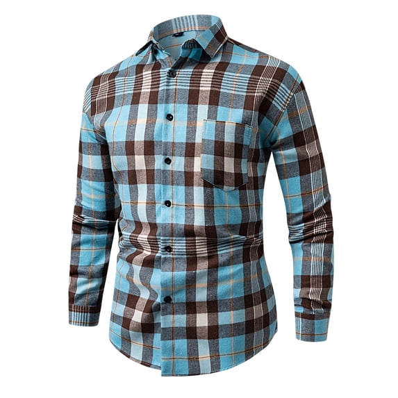 Yutgune Mens Plus Size Plaid Flannel Shirt For Men Long Sleeve Button Down Casual Shirt
