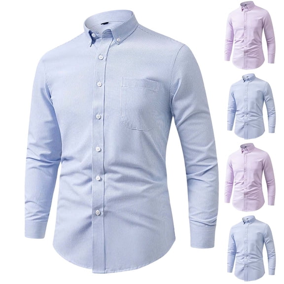 Yutgune Mens Plus Size Striped Long Sleeve Shirts For Men Button Down Casual Dress Shirt
