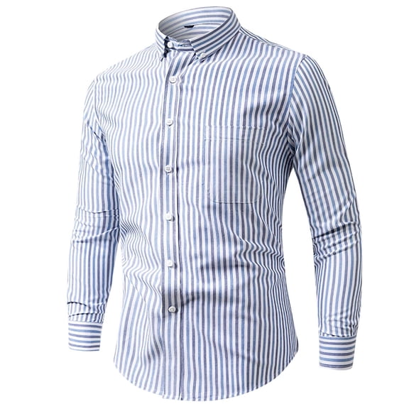 Yutgune Mens Plus Size Striped Mens Button Down Shirts Long Sleeve Casual Pocket Shirt