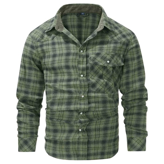 Yutgune Mens Western Shirt Plaid Flannel Shirt Long Sleeve Country Button Down Casual Shirt