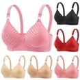 thumbnail image 1 of Yutgune Plus Size Bras for Women Breathable Wireless Full Figure Support Bra Striped Mesh, 1 of 9